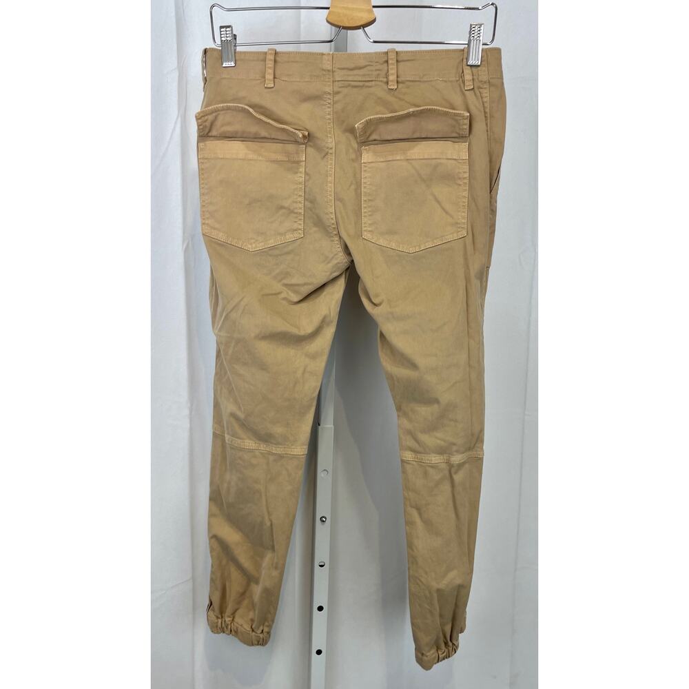 NILI LOTAN Cropped French Military Pants Zip Hem Utility Jogger Cotton Tan 4 - Picture 2 of 9